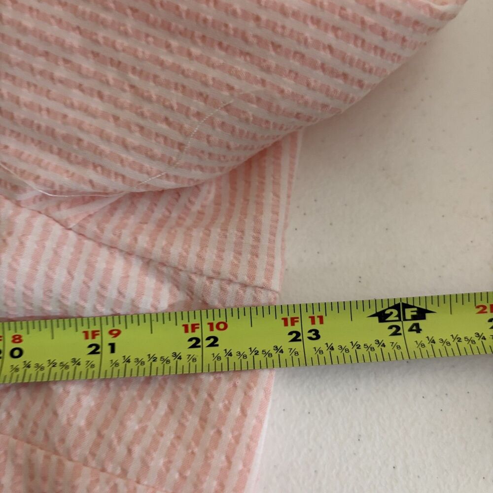 Liz Claiborne Blouse Women's Large Pink Striped Seersucker Long Sleeve Top Sheer - Picture 8 of 8